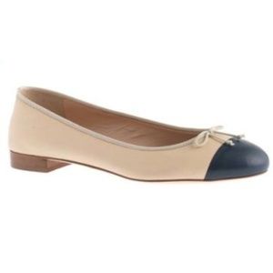 ⬇️$55 J. Crew Kiki cap toe cream ballet flats 9